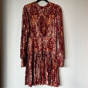 Free People Heartbeats Jersey Print Long Sleeve Dress Medium Western Cowgirl M